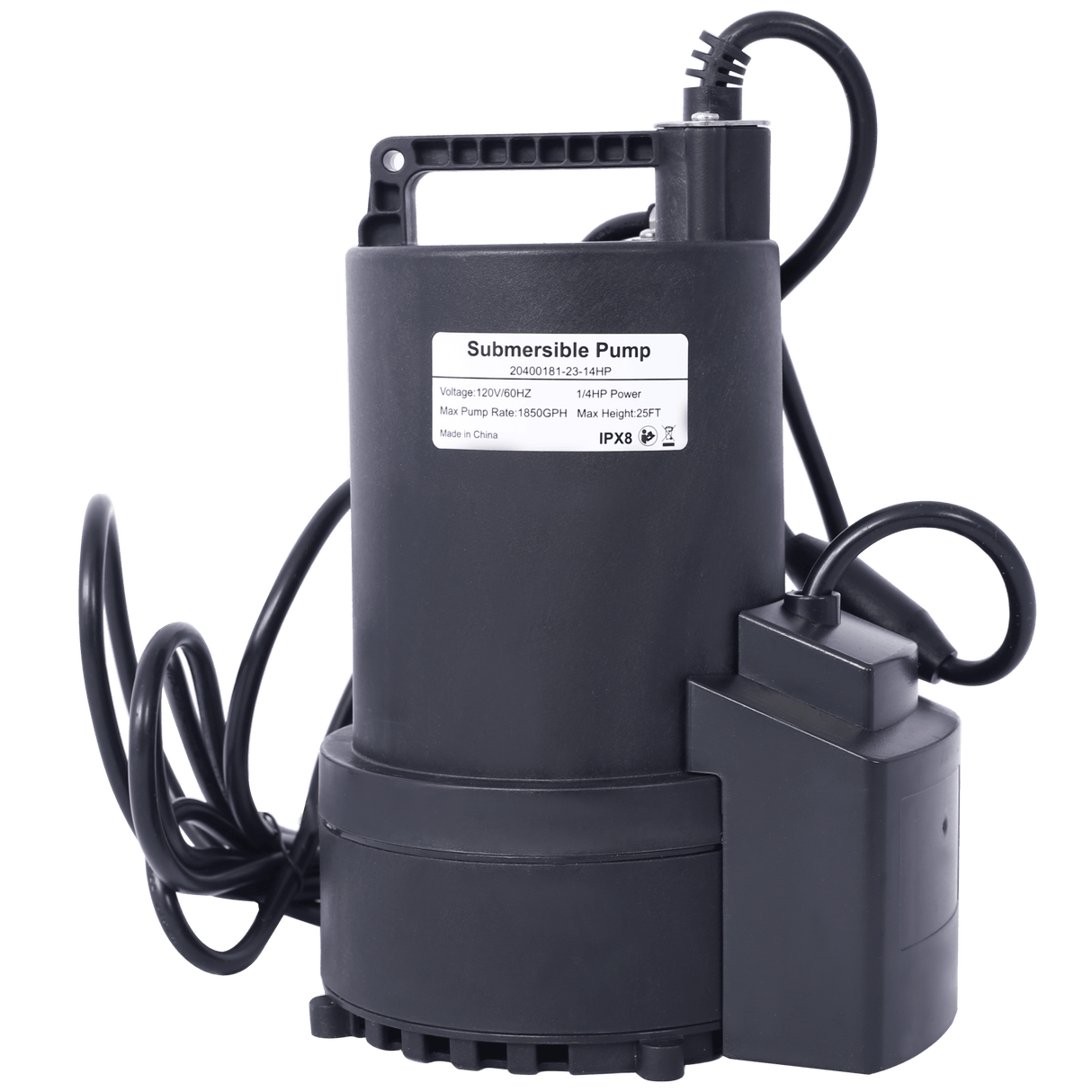 1/4 HP Automatic Swimming Pool Cover Pump 120 V Submersible with 3/4 Check Valve Adapter1850 GPH Water Removal - Fab Heavy Parts