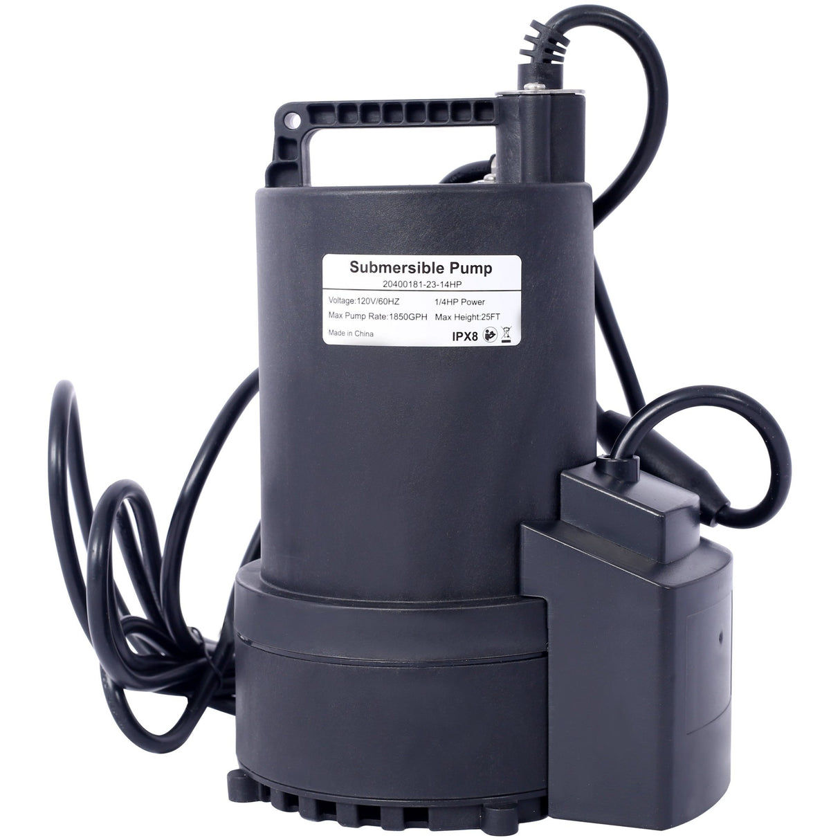 1/4 HP Automatic Swimming Pool Cover Pump 120 V Submersible with 3/4 Check Valve Adapter1850 GPH Water Removal - Fab Heavy Parts