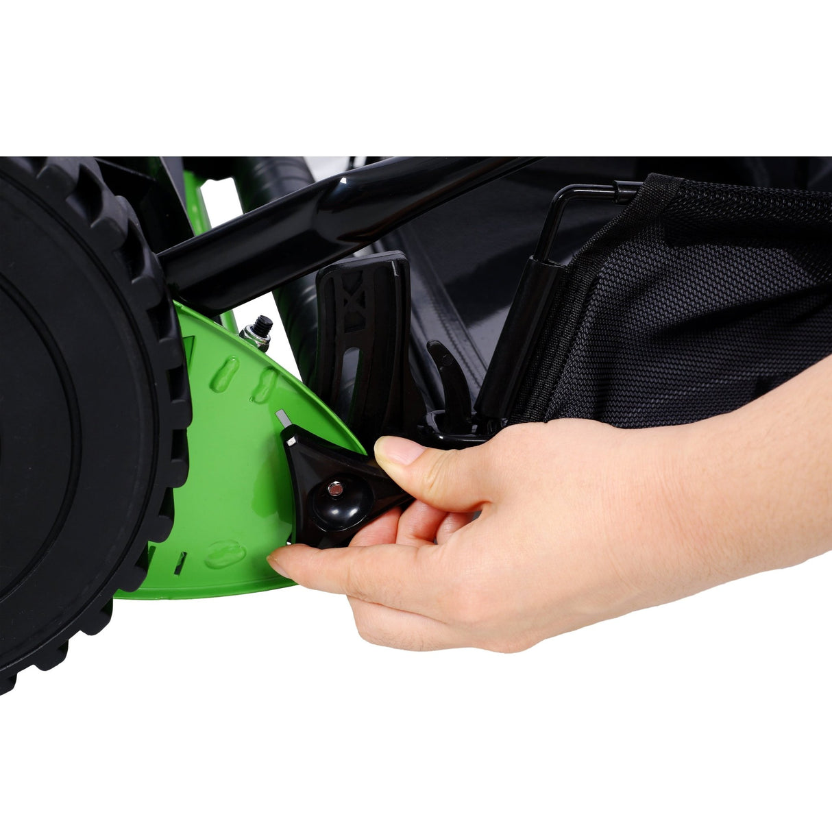 14 - Inch 5 - Blade Push Reel Lawn Mower with Grass Catcher - Green - Fab Heavy Parts