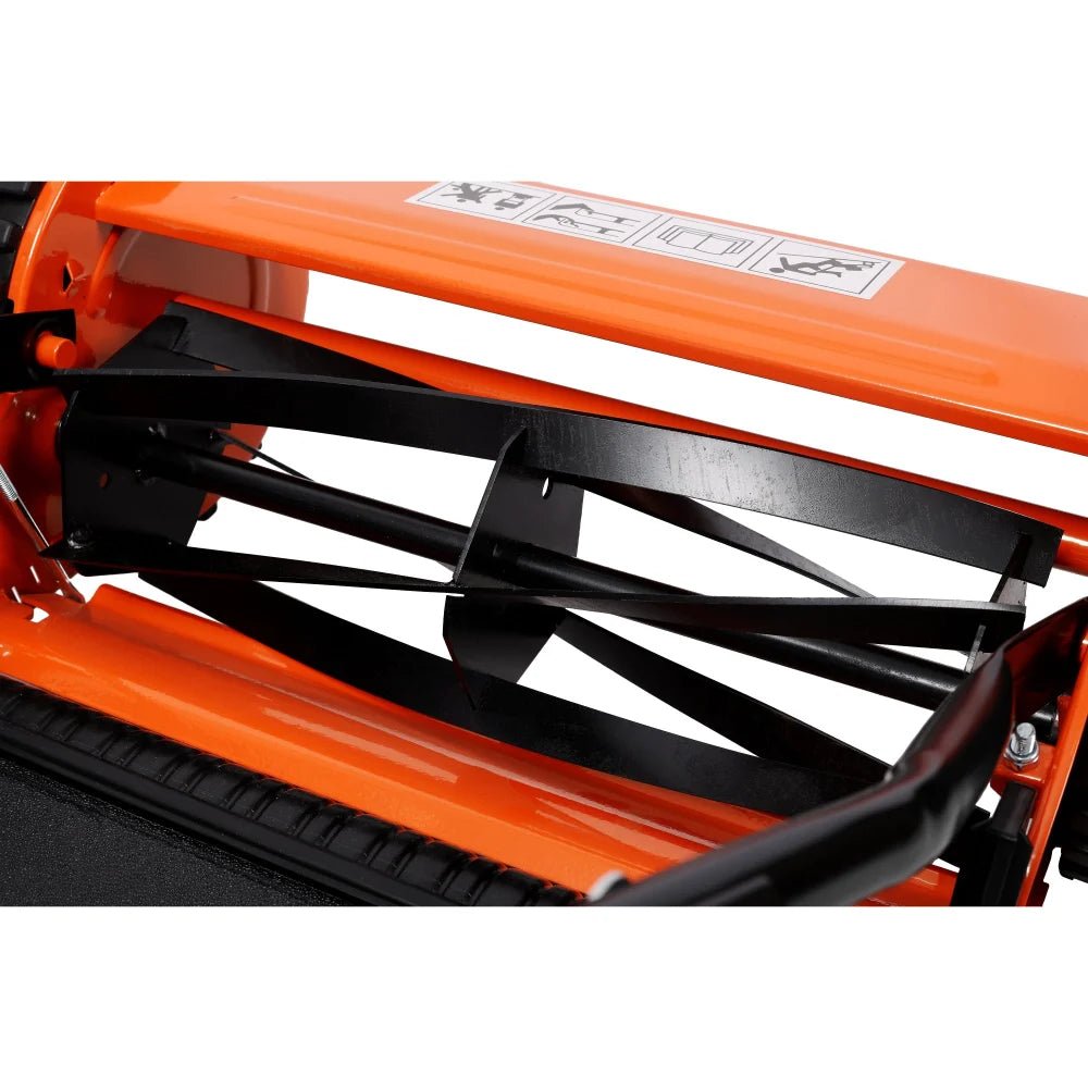 14 - Inch 5 - Blade Push Reel Lawn Mower with Grass Catcher - Orange - Fab Heavy Parts