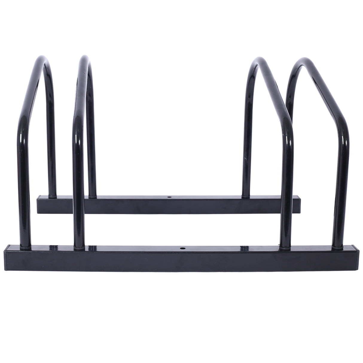 2 Bikes Floor Bike Stand Parking Rack 22-28" Wheel Max Tire Width 2.15" Black Painted
