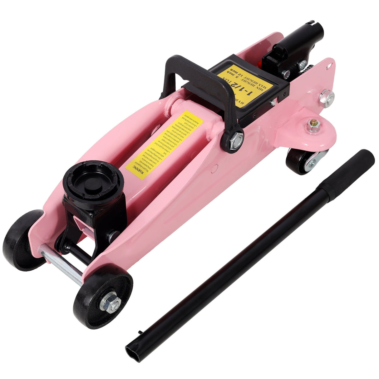 1.5 Ton Low Profile Hydraulic Floor Jack Lifting Range 5" - 11.8" with Plastic Case - Pink - Fab Heavy Parts