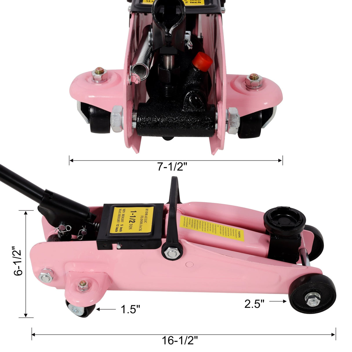 1.5 Ton Low Profile Hydraulic Floor Jack Lifting Range 5" - 11.8" with Plastic Case - Pink - Fab Heavy Parts
