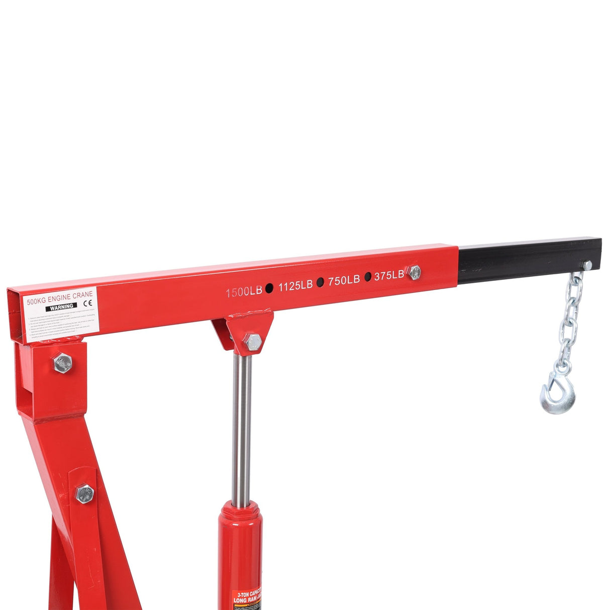 1500 LBS Folding Engine Hoist Lift Heavy Duty Steel with 4 Iron Caster Wheels - Red - Fab Heavy Parts