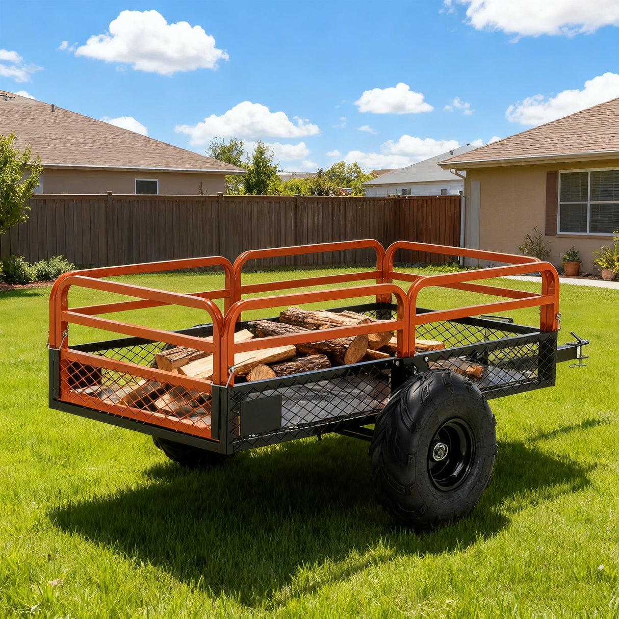 1500LBS Capacity 15 Cubic Feet Dump Cart Trailer Heavy Duty Tow Behind Hauling & Dumping Wagon for ATV, UTV, Lawn Tractor and Garden - Fab Heavy Parts
