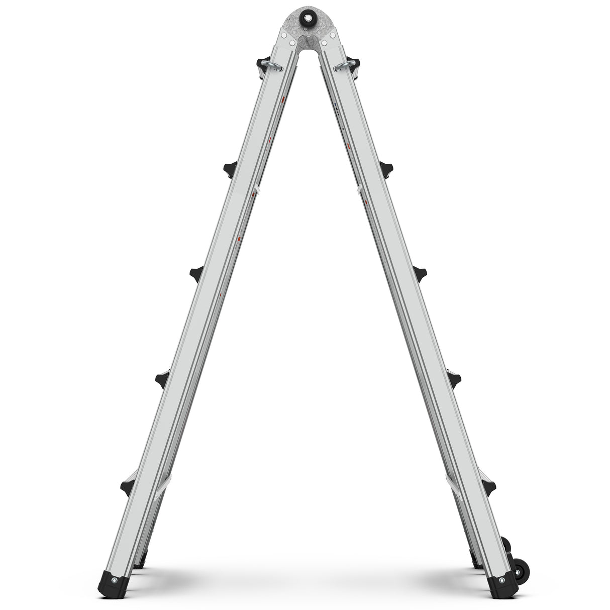 Aluminum Multi-Position Ladder with Wheels 300 lbs Weight Rating 22 FT--Metallic Grey