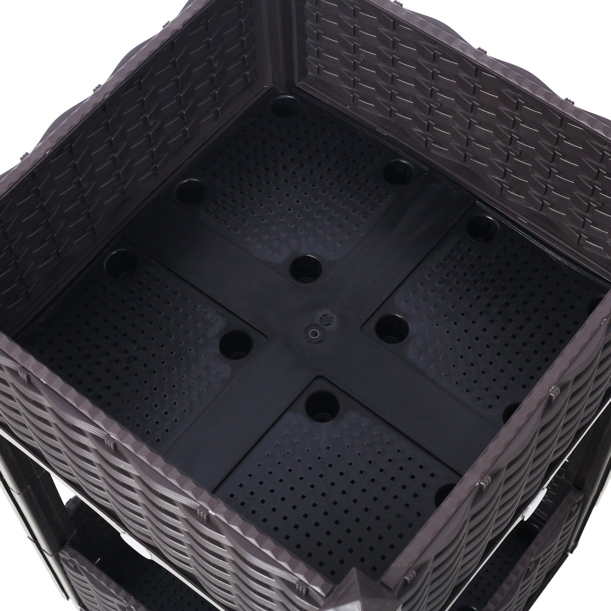 15.7"x15.7"x27.7" Elevated Planter Garden Box with Drainage Plug Raised Beds for Vegetable/Flower/Herb Outdoor Standing Gardening Kit - Brown - Fab Heavy Parts