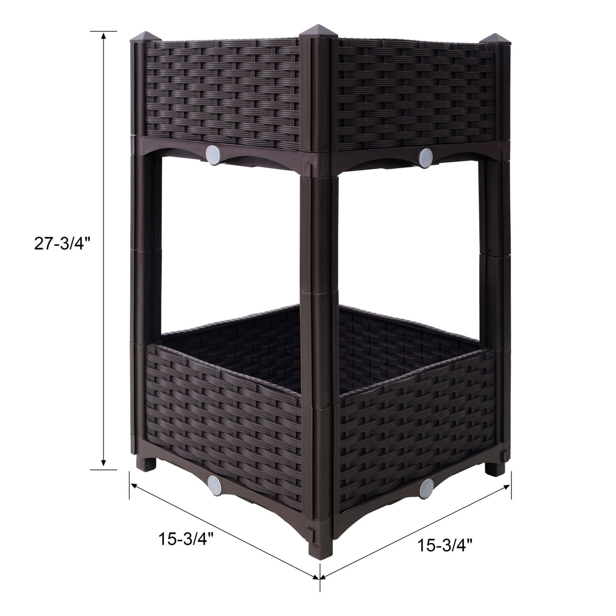 15.7"x15.7"x27.7" Elevated Planter Garden Box with Drainage Plug Raised Beds for Vegetable/Flower/Herb Outdoor Standing Gardening Kit - Brown - Fab Heavy Parts