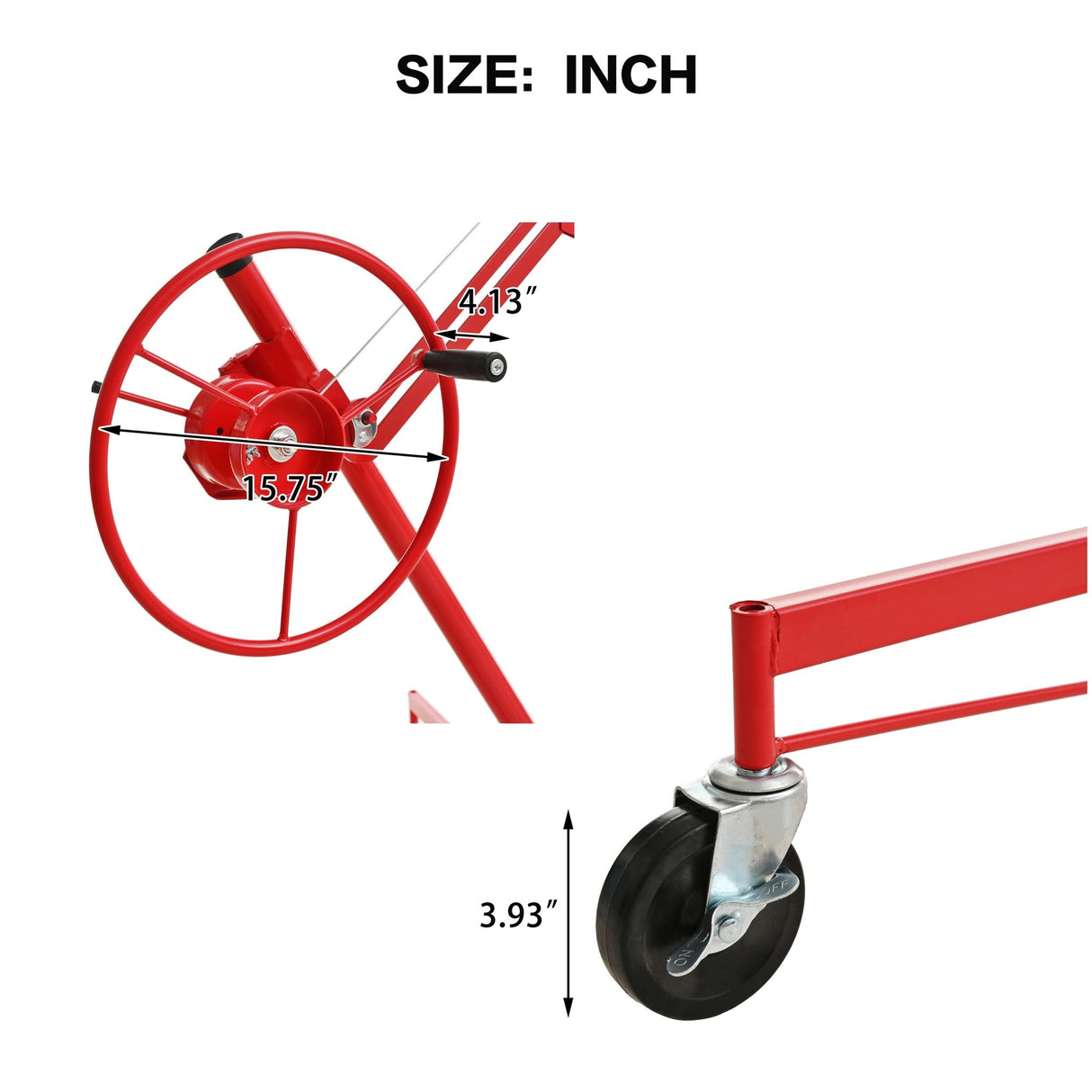 16 FT Drywall Lift Panel Hoist Jack Lifter with Caster Wheels and Telescopic Arm - Red - Fab Heavy Parts