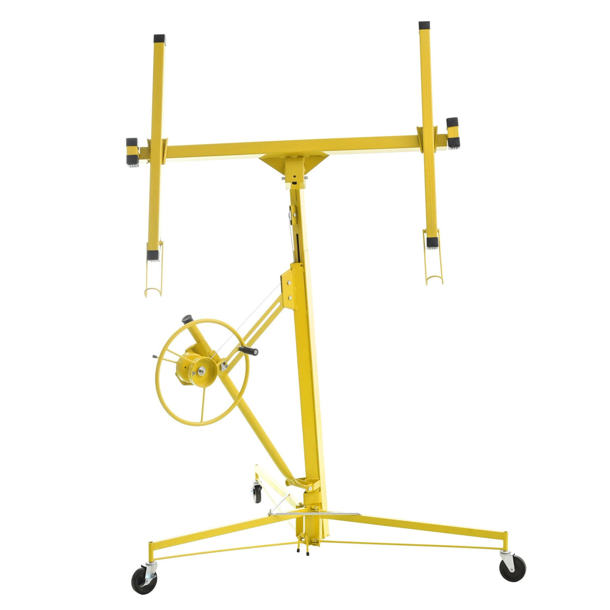 16 FT Drywall Lift Panel Rolling Hoist Jack Lifter Sheetrock Drywall Lifting Construction Tools Caster Wheel with Adjustable Telescopic Arm - Yellow - Fab Heavy Parts