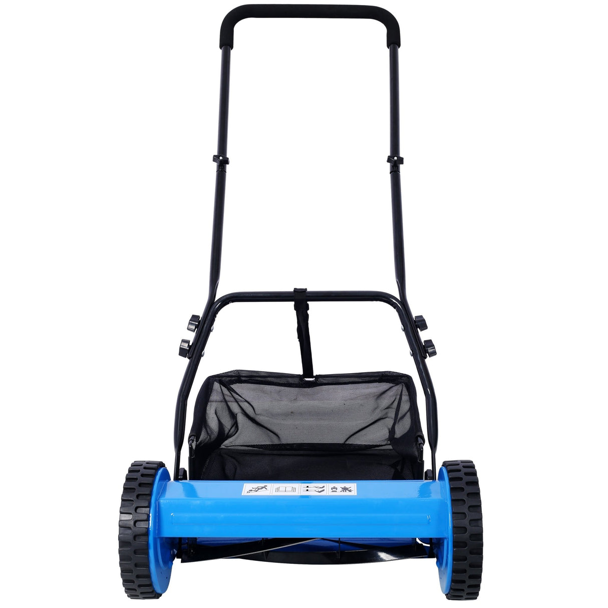 16 - Inch 5 - Blade Push Reel Lawn Mower with Grass Catcher Blue - Fab Heavy Parts