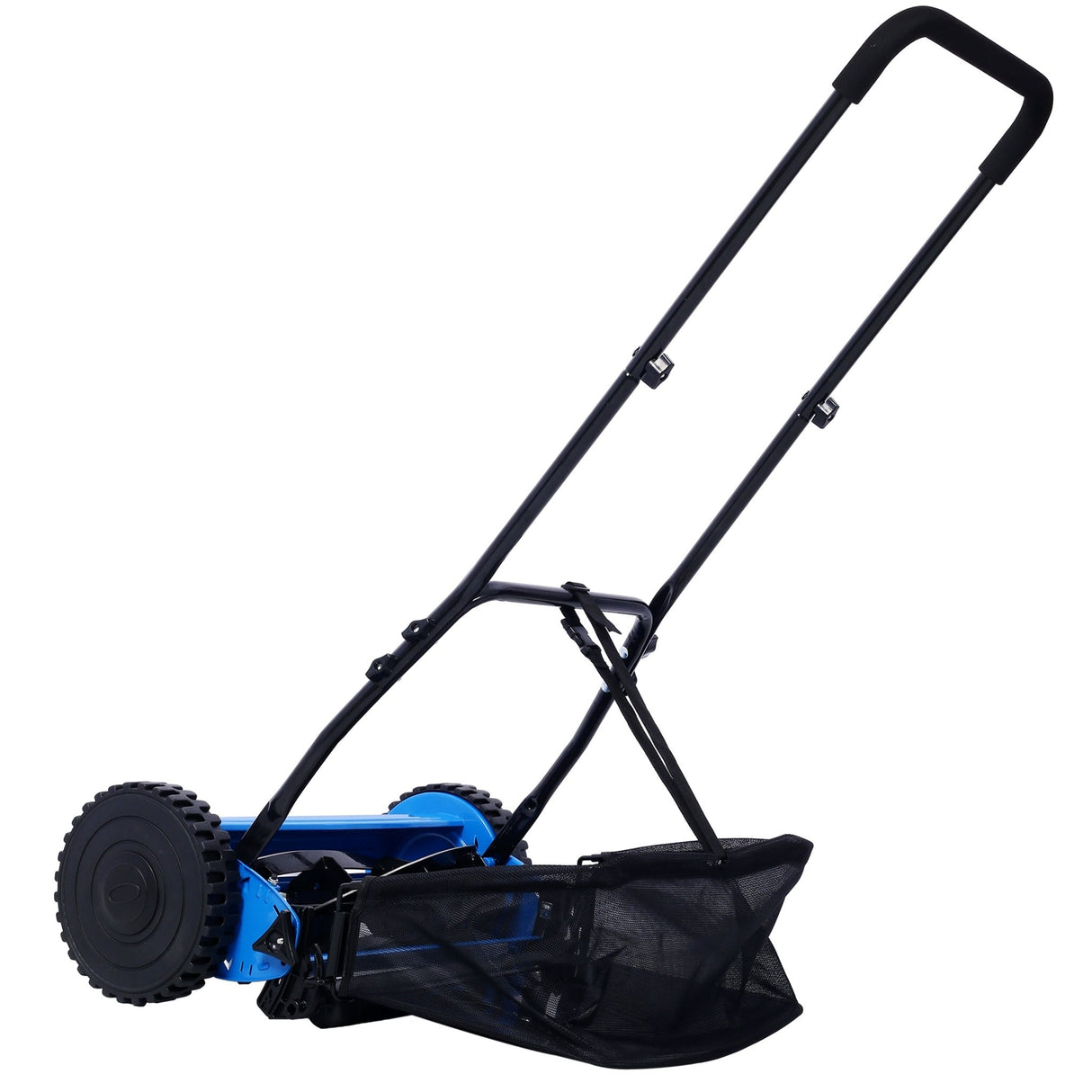 16 - Inch 5 - Blade Push Reel Lawn Mower with Grass Catcher Blue - Fab Heavy Parts