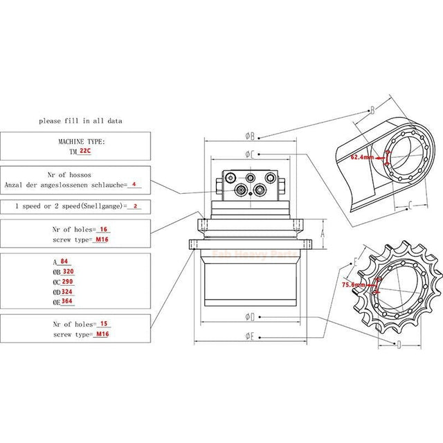 Travel Motor Assembly Final Drive 114-8222 1148222 151-9688 1519688 Fits for Caterpillar CAT Excavator 312 312C 312B