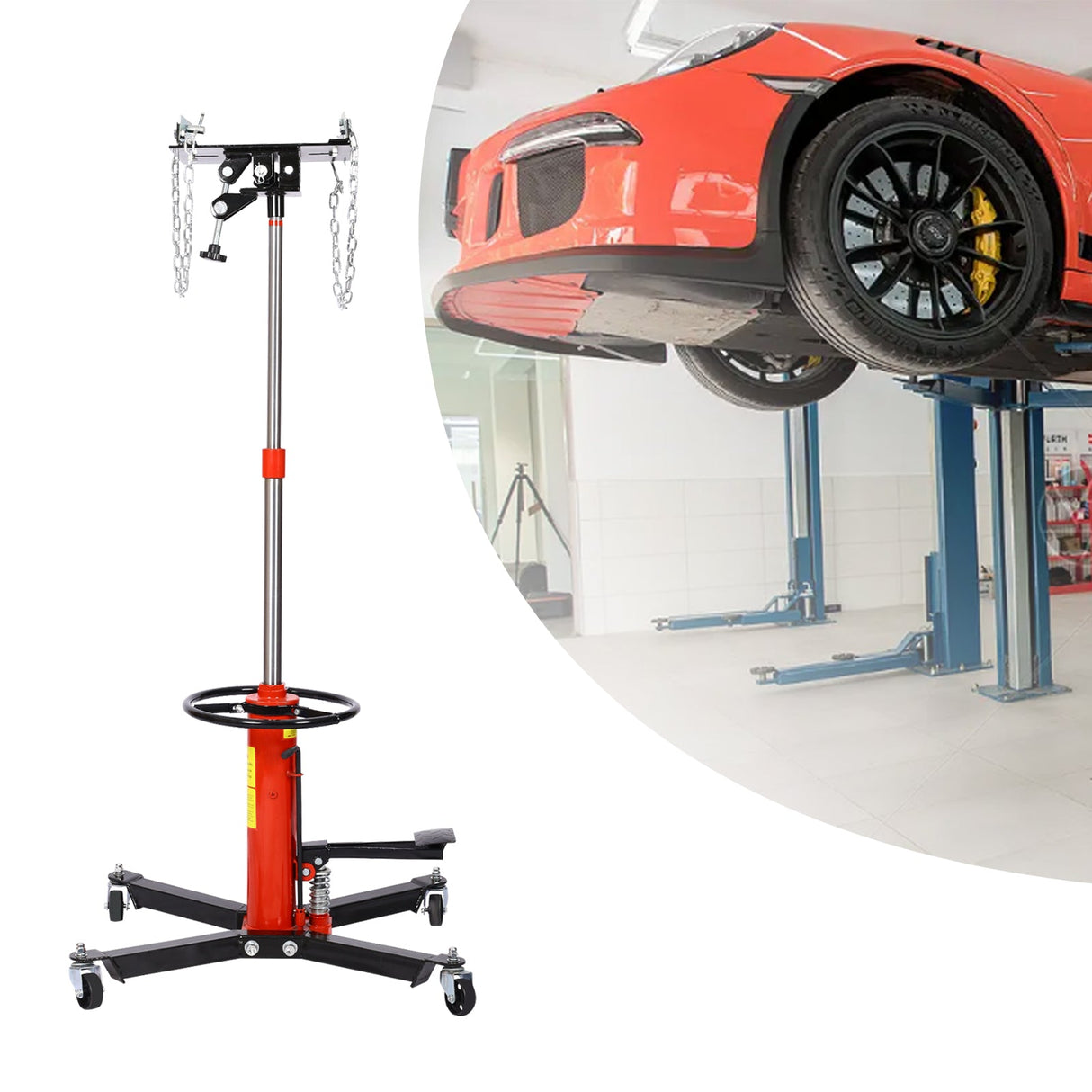 1660lbs Hydraulic Transmission Jack 2 Stage w/ 360° for Car Lift 0.75 Ton - Fab Heavy Parts