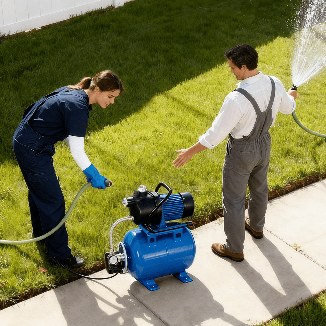 1.6HP Shallow Well Pump with Pressure Tank Automatic Booster Pump - Blue - Fab Heavy Parts