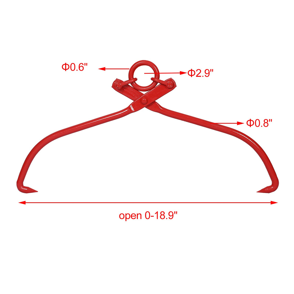 16inch Skidding Tongs with Ring Red - Fab Heavy Parts