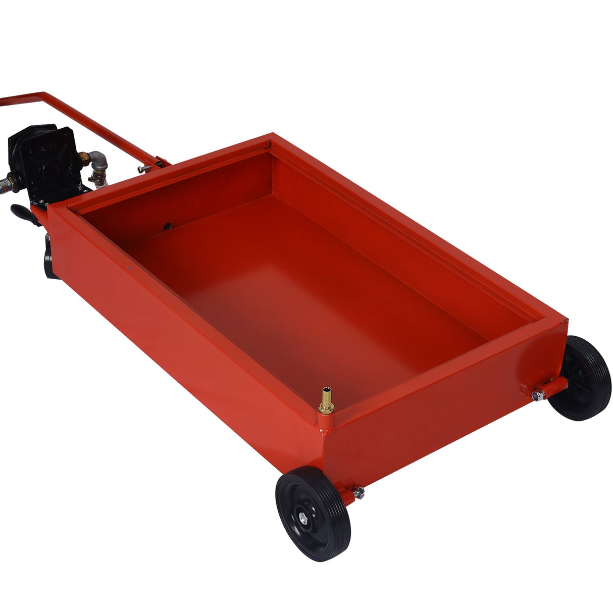 17 - Gallon Low - Profile Oil Drain Pan with Manual Pump - Red - Fab Heavy Parts