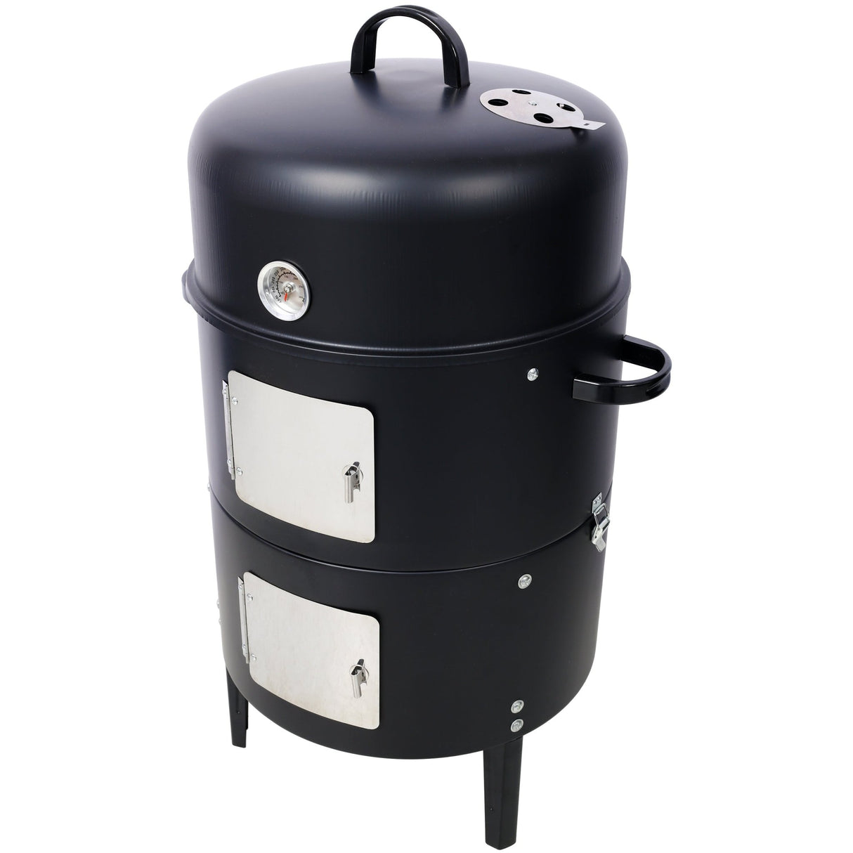 17 Inch Steel Charcoal Smoker Heavy Duty Round BBQ Grill - Black - Fab Heavy Parts