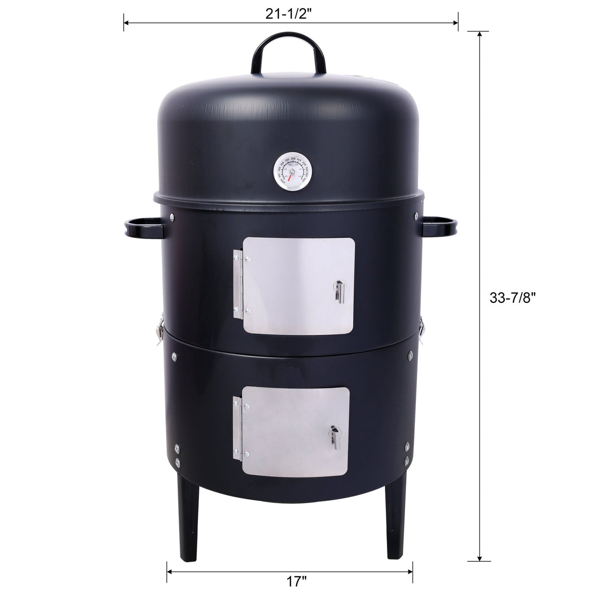 17 Inch Steel Charcoal Smoker Heavy Duty Round BBQ Grill - Black - Fab Heavy Parts