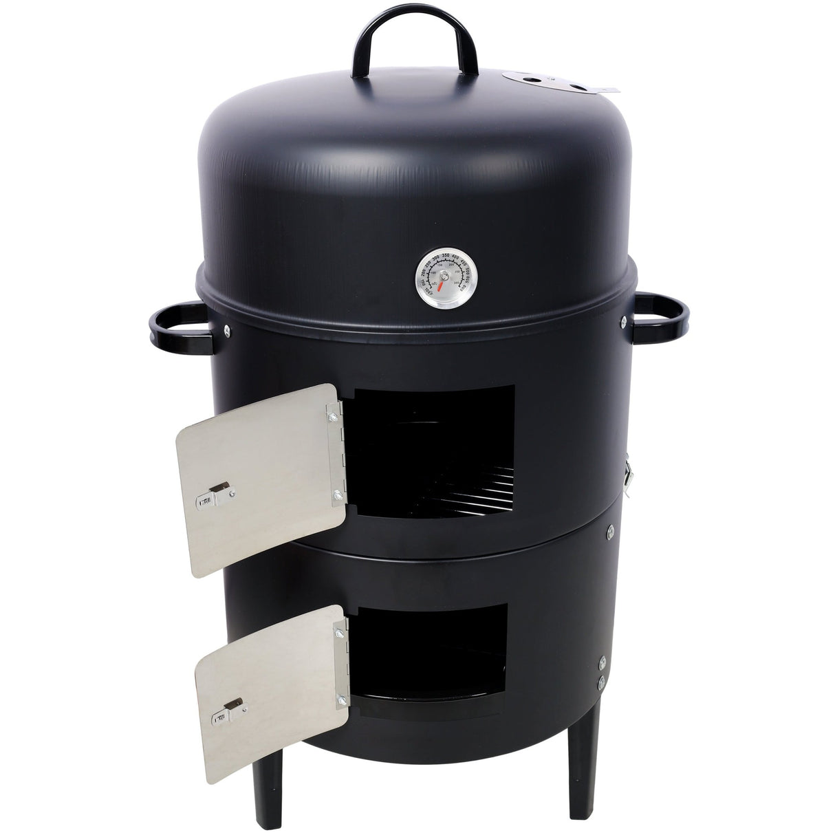 17 Inch Steel Charcoal Smoker Heavy Duty Round BBQ Grill - Black - Fab Heavy Parts