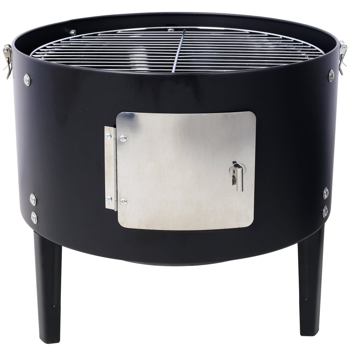 17 Inch Steel Charcoal Smoker Heavy Duty Round BBQ Grill - Black - Fab Heavy Parts