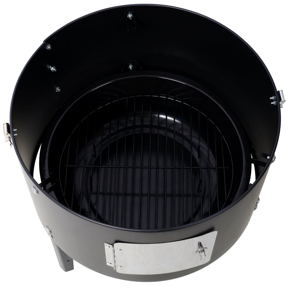 17 Inch Steel Charcoal Smoker Heavy Duty Round BBQ Grill - Black - Fab Heavy Parts