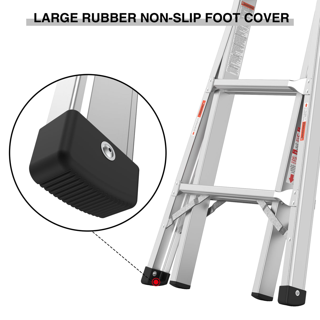 17ft Multi - Position Foldable Aluminum Ladder A - Frame and Straight Ladder ANSI 250lbs - Grey - Fab Heavy Parts