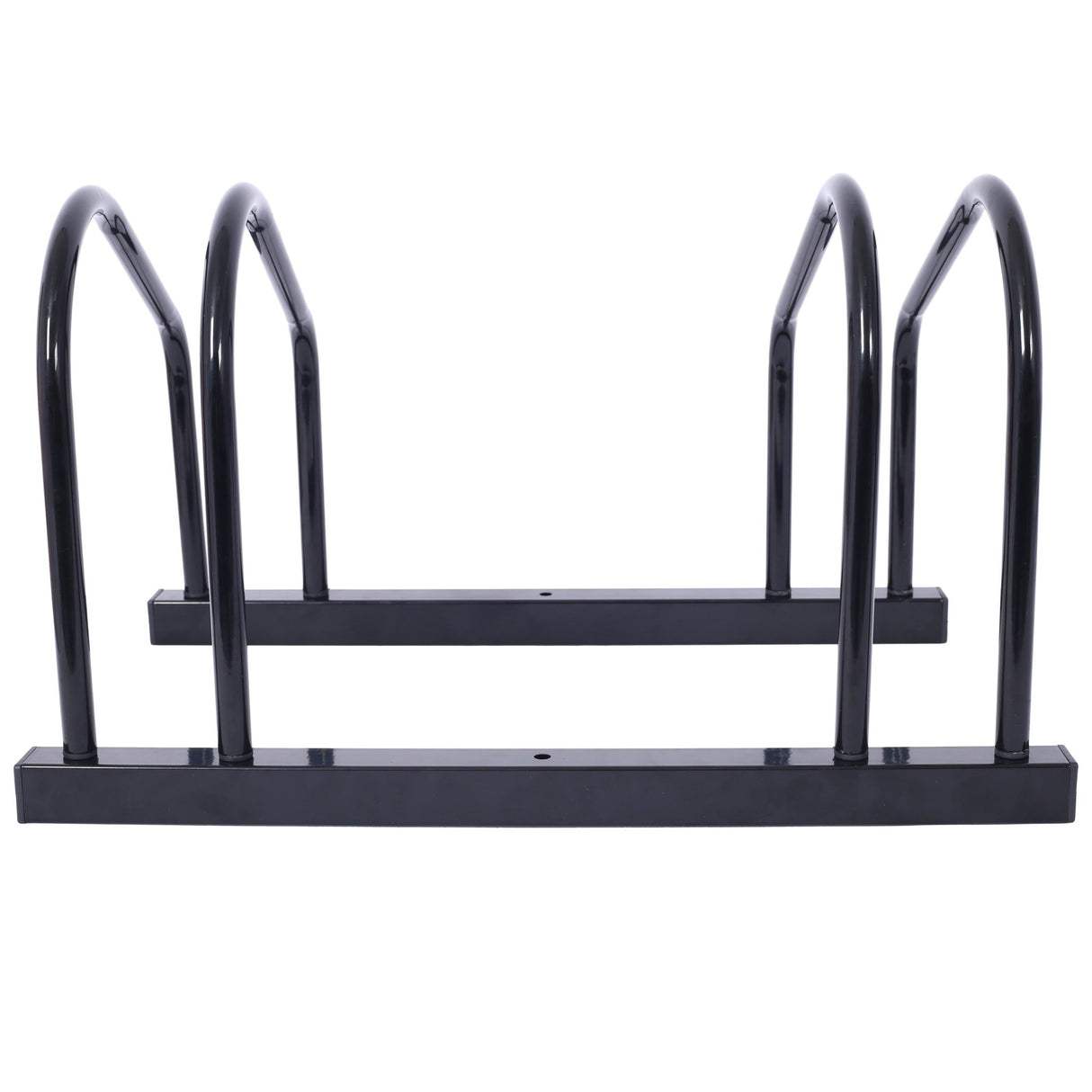 2 Bikes Floor Bike Stand Parking Rack 22 - 28" Wheel Max Tire Width 2.15" Black Painted - Fab Heavy Parts