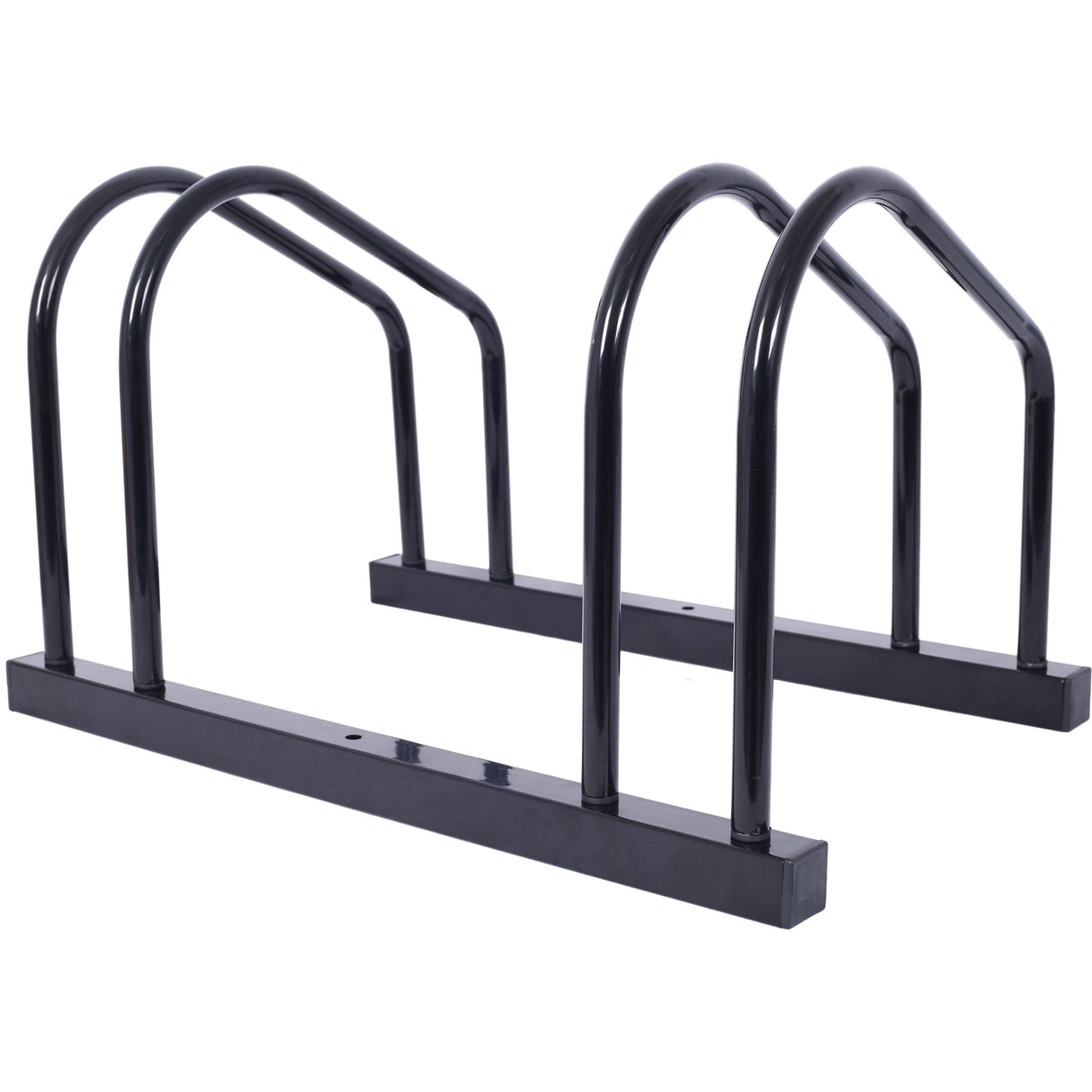 2 Bikes Floor Bike Stand Parking Rack 22 - 28" Wheel Max Tire Width 2.15" Black Painted - Fab Heavy Parts