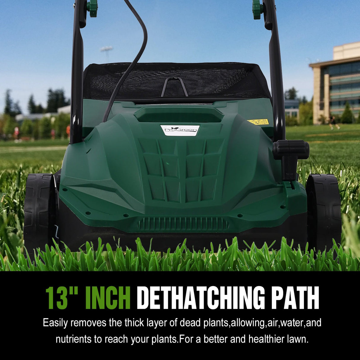 2 - in - 1 13Inch Electric Dethatcher Scarifier 12 Amp with Removable Collection Bag Extra Large 31.7QT - Fab Heavy Parts