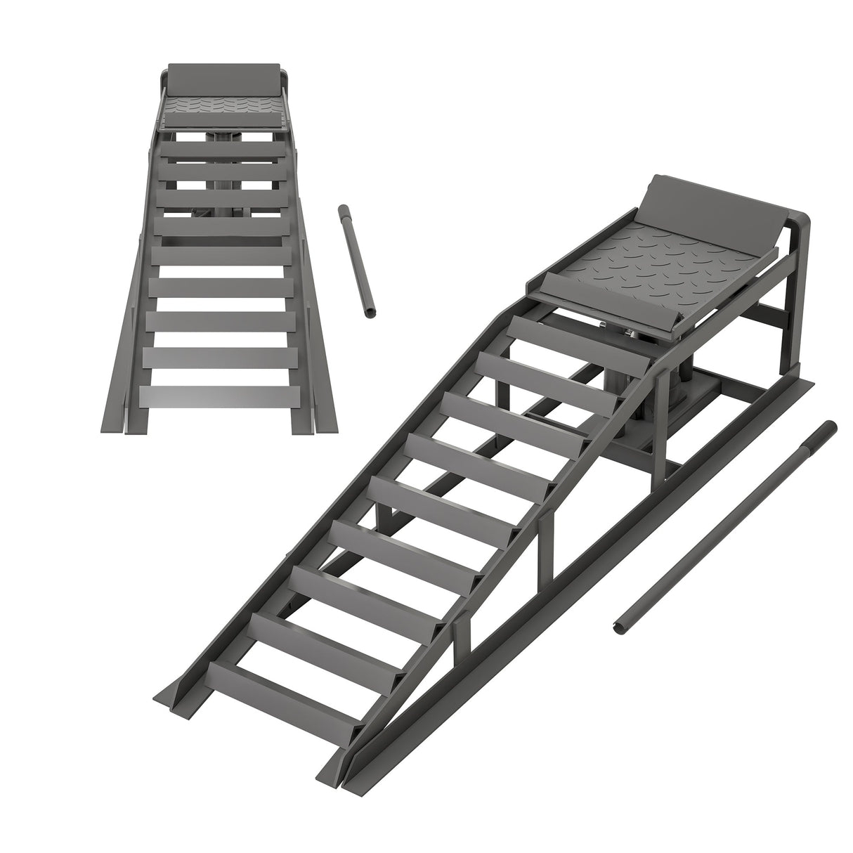 2 Pack Hydraulic Car Ramps 5T 11000lbs Low Profile Lift Service Truck Trailer Garage Height Vehicle - Gray - Fab Heavy Parts