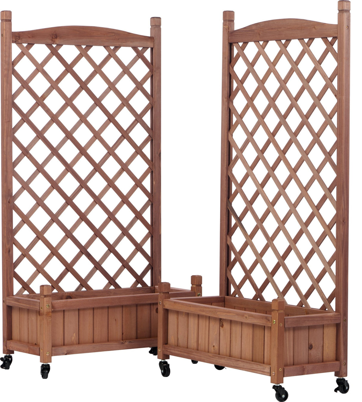 2 Pack Raised Garden Bed with Trellis Wooden Planter Box & Plant Stand with Climbing Racks - Fab Heavy Parts