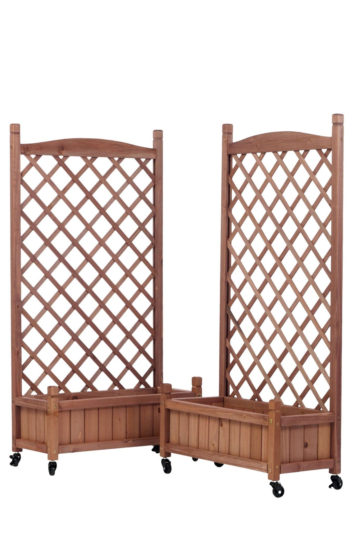 2 Pack Raised Garden Bed with Trellis Wooden Planter Box & Plant Stand with Climbing Racks - Fab Heavy Parts