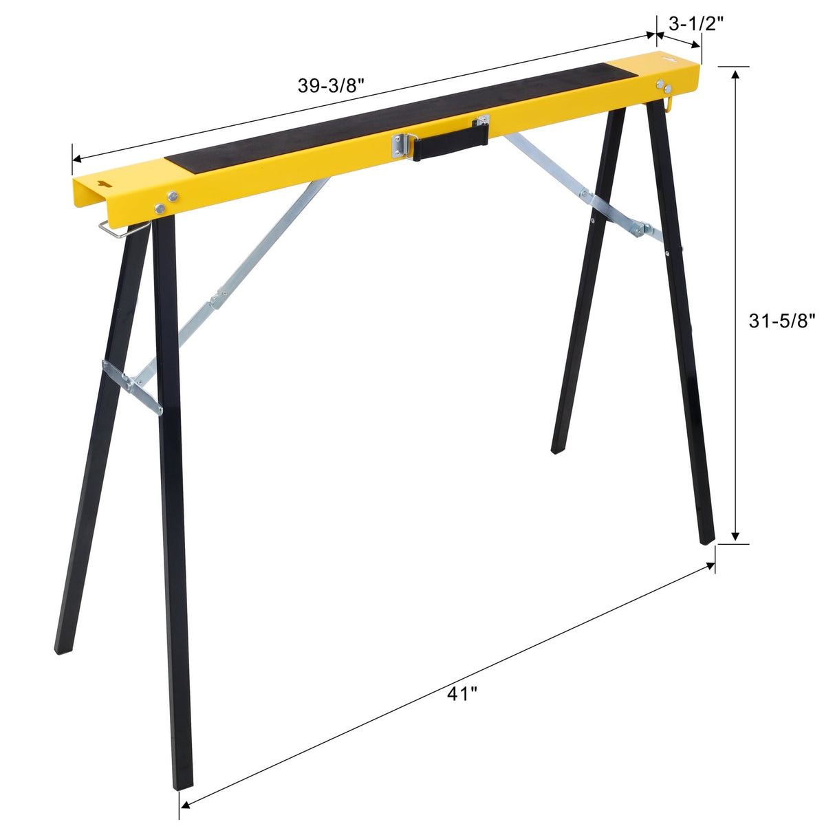 2 Pack Saw Horses Folding Portable Work with Fast Open Legs Convenient Handle Heavy Duty Steel Sawhorse Fully Assembled - Yellow+Black - Fab Heavy Parts