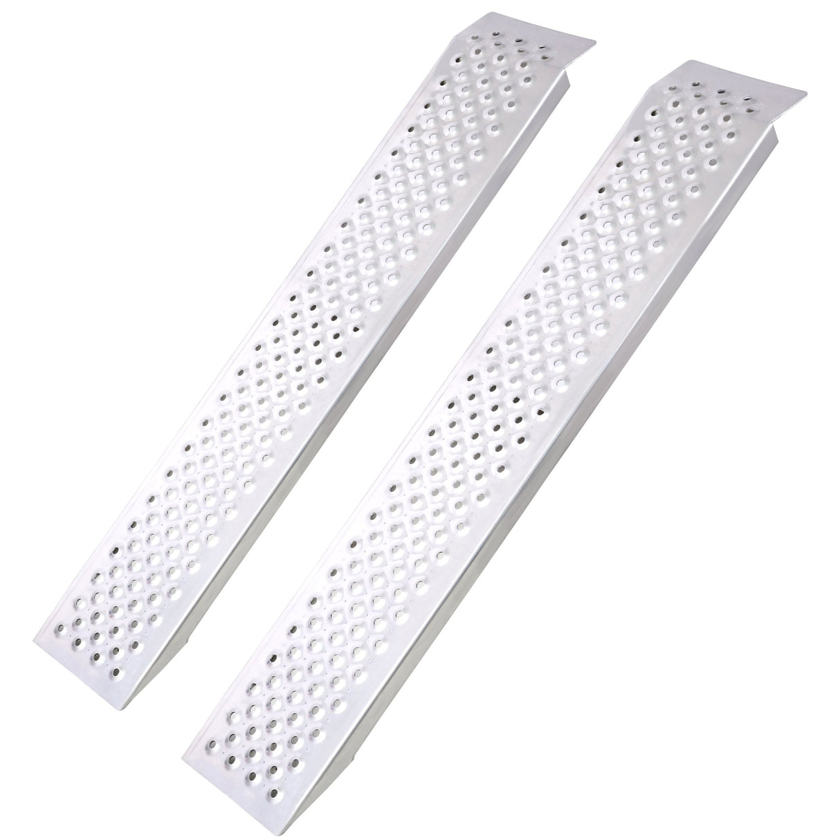 2 PCS 4FT Aluminum Shed Ramps Four Wheeler 880 Lbs Capacity - Silver - Fab Heavy Parts