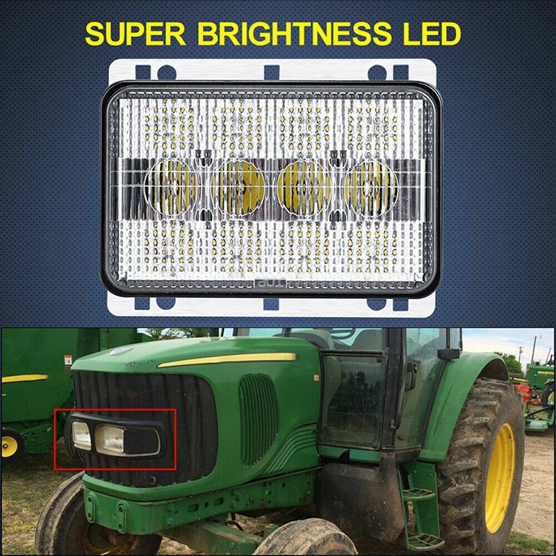 2 PCS 6"x4" LED Headlights Front Hood Light AL152328 Fits for John Deere 5225 5325 5425 5525 5625 - Fab Heavy Parts