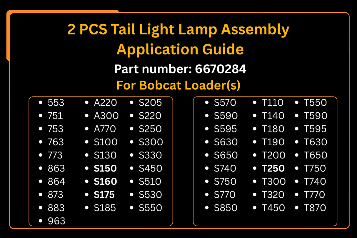 2 PCS Tail Light Lamp Assembly 6670284 Aftermarket Replacement For Bobcat Skid Steer Loader Rear Door - Fab Heavy Parts