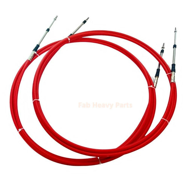 2 Pcs/set 9FT Universal 3300/33C Throttle Cable Fits for Yamaha/ Honda/ Suzuki Boat Control Red - Fab Heavy Parts