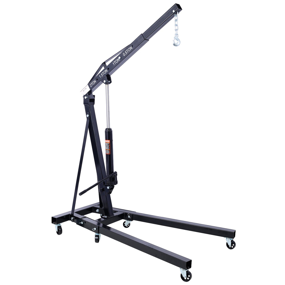 2 Ton Folding Engine Cherry Picker Shop Crane Hoist Lift Heavy Duty Steel with 6 Iron Caster Wheels Black - Fab Heavy Parts