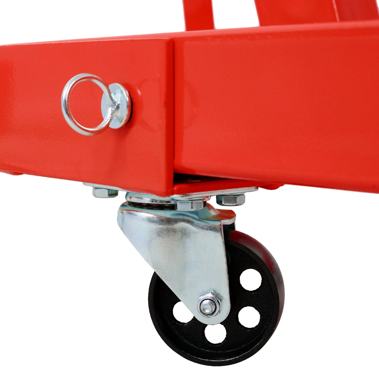 2 Ton Folding Engine Hoist Cherry Picker Shop Crane Lift 4000 lbs Capacity Heavy Duty Steel with 6 Iron Caster Wheels - Red - Fab Heavy Parts