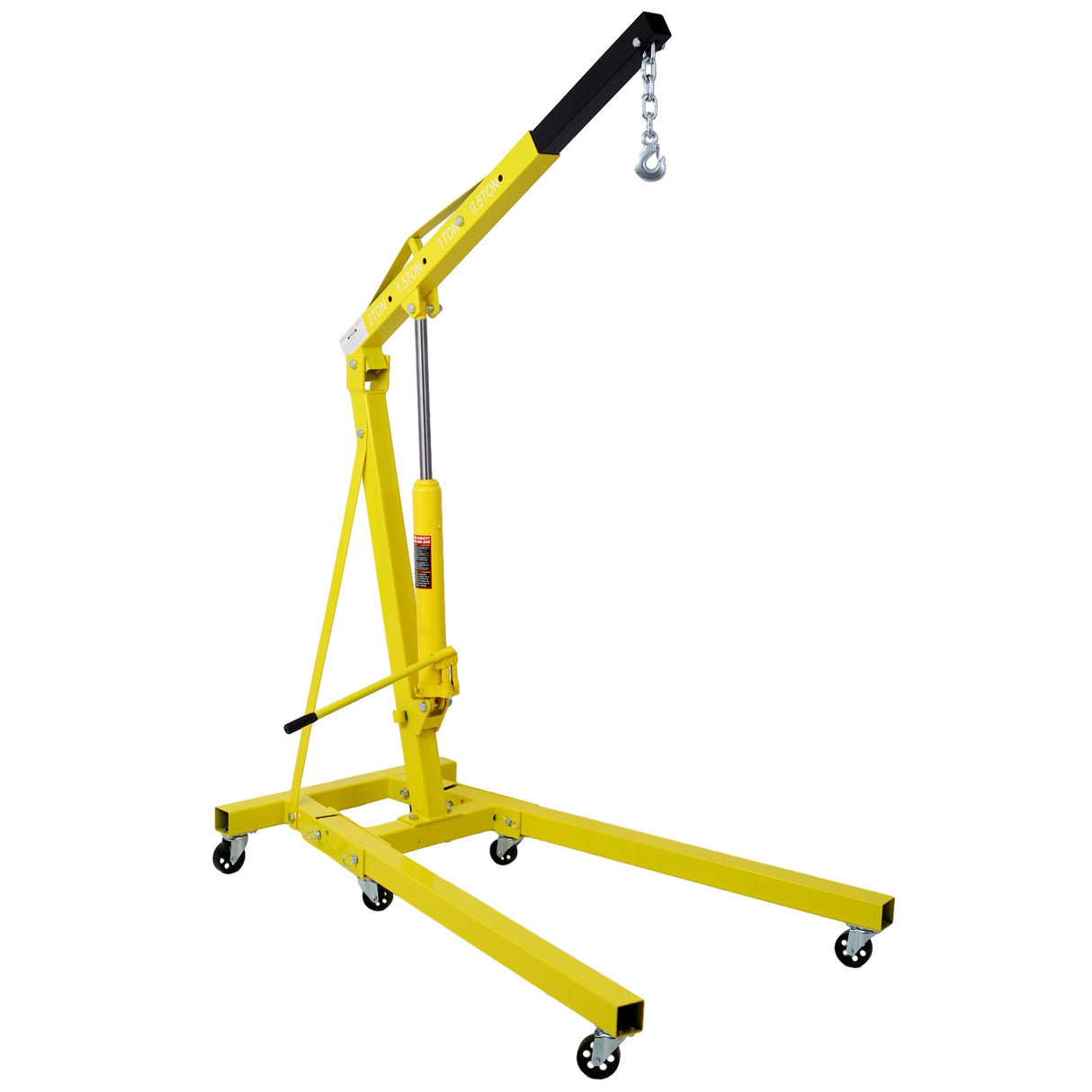 2 Ton Folding Engine Hoist Cherry Picker Shop Crane Lift Heavy Duty Steel with 6 Iron Caster Wheels - Yellow - Fab Heavy Parts