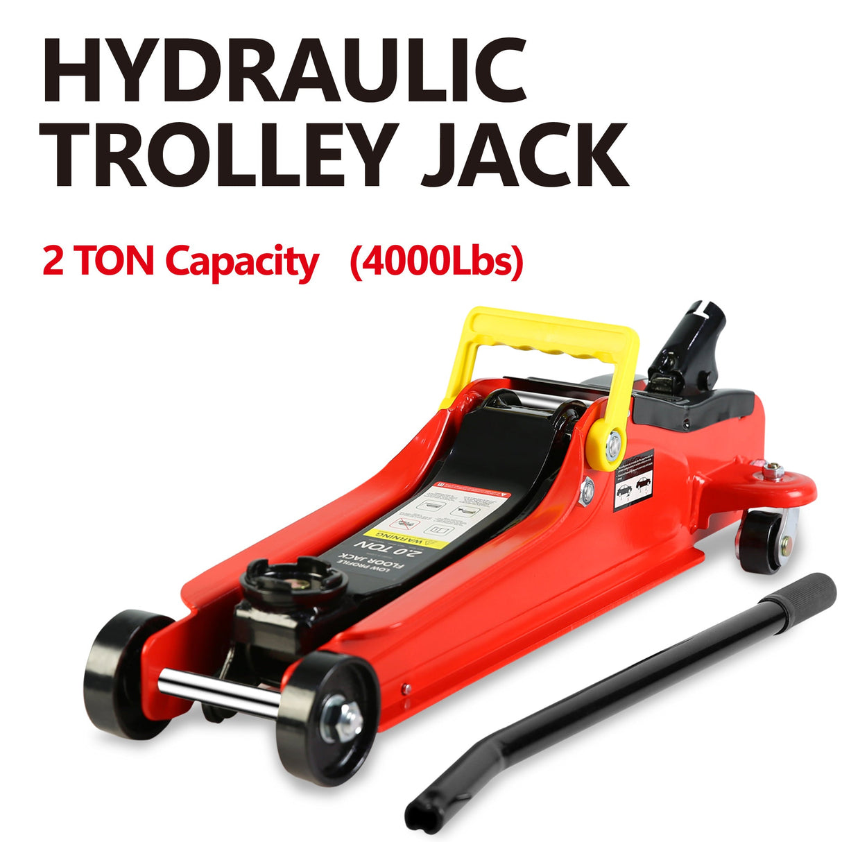 2 Ton Low Profile Heavy Duty Steel Racing Floor Jack with Single Piston Quick Lift Pump Lifting Range 3.3" - 15.2" - Fab Heavy Parts