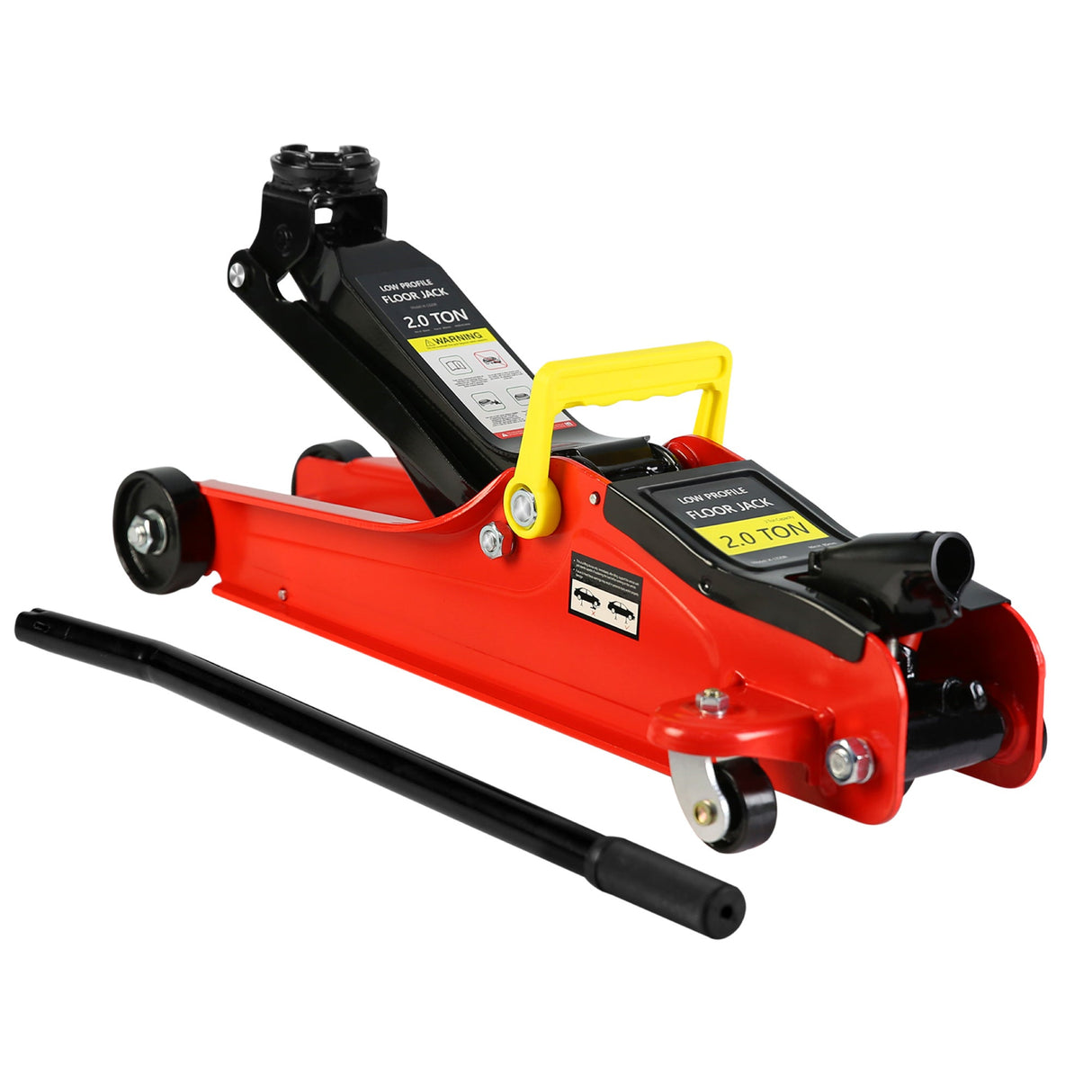 2 Ton Low Profile Heavy Duty Steel Racing Floor Jack with Single Piston Quick Lift Pump Lifting Range 3.3" - 15.2" - Fab Heavy Parts