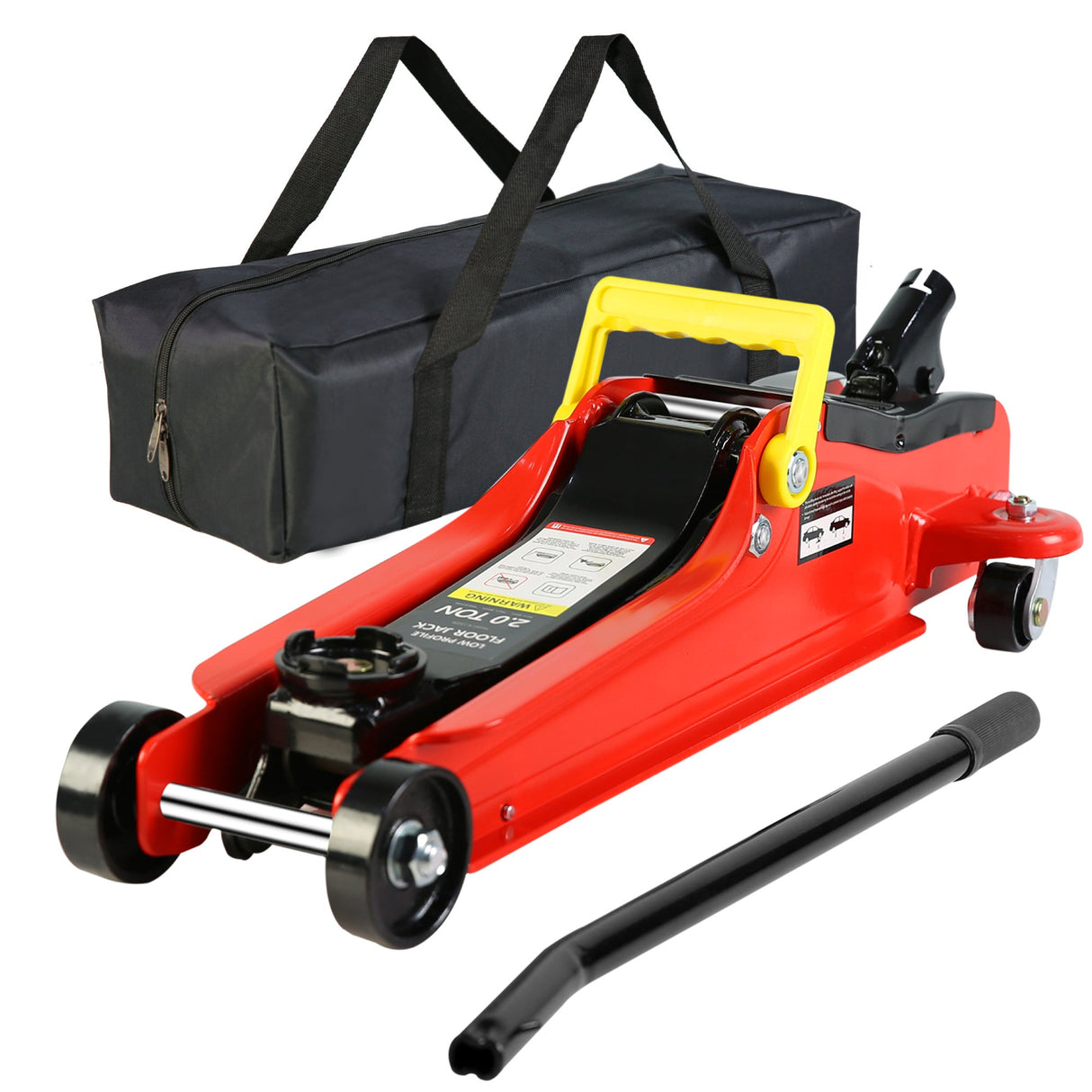 2 Ton Low Profile Heavy Duty Steel Racing Floor Jack with Single Piston Quick Lift Pump Lifting Range 3.3" - 15.2" - Fab Heavy Parts