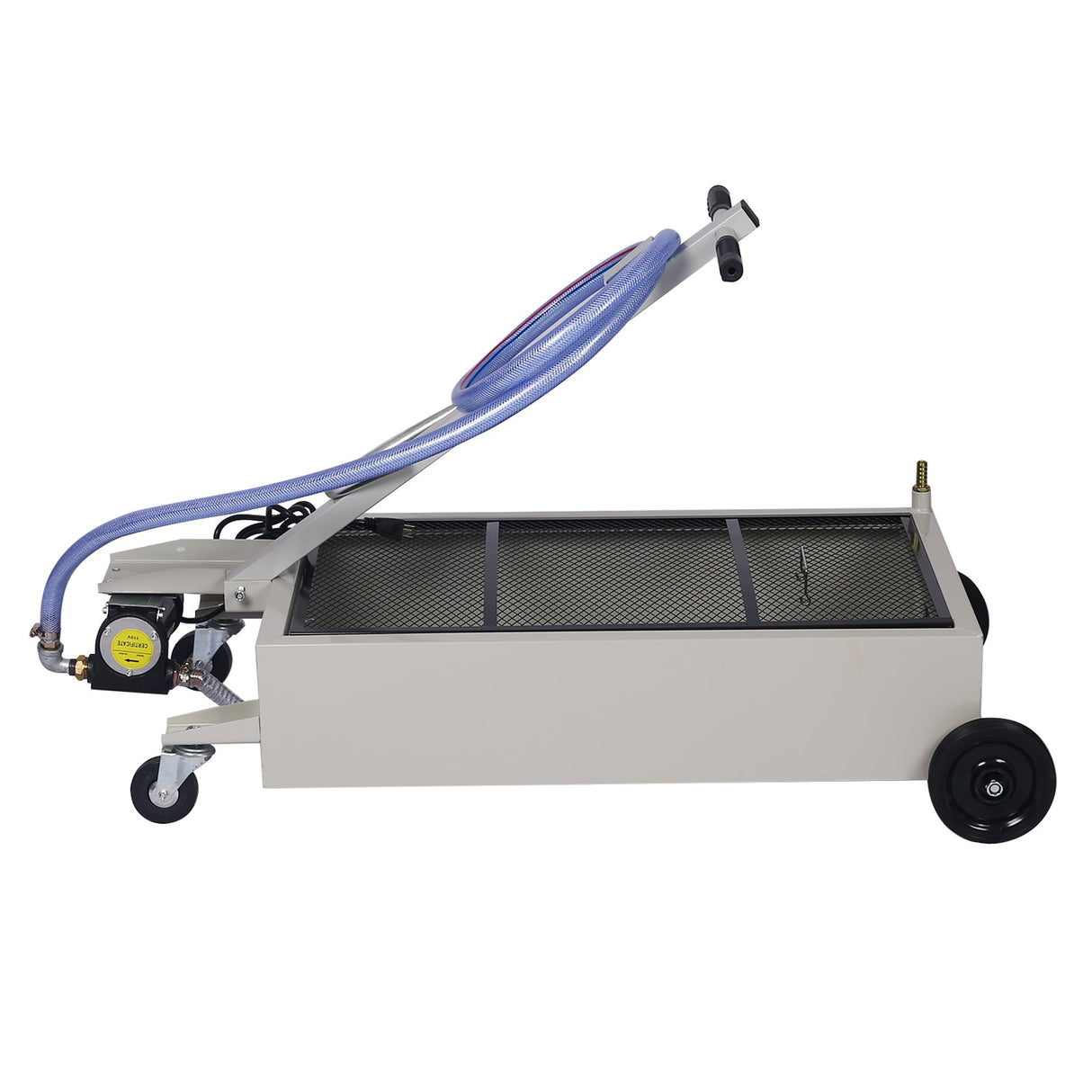 20 Gallon Low - Profile Oil Drain Pan with Electric Pump - Gray - Fab Heavy Parts