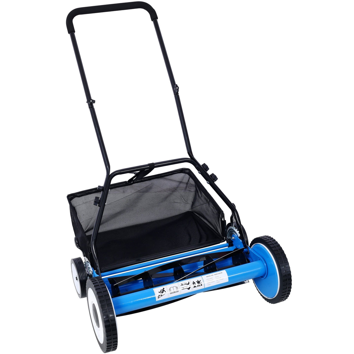 20 - Inch 5 - Blade Push Reel Lawn Mower with Grass Catcher 4 Wheels Blue - Fab Heavy Parts
