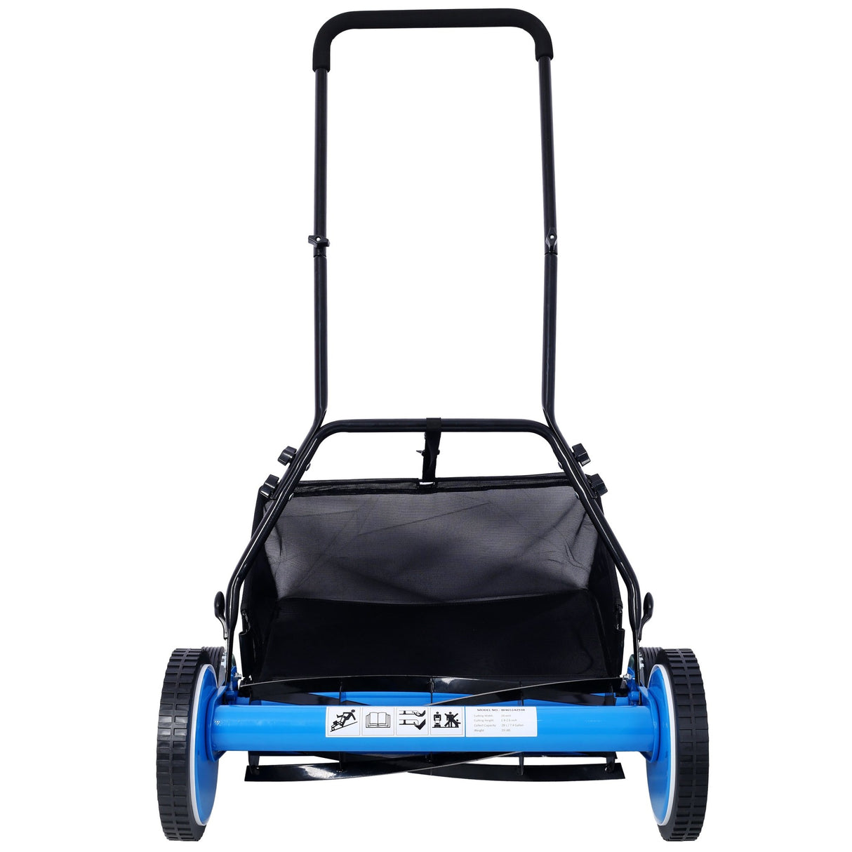 20 - Inch 5 - Blade Push Reel Lawn Mower with Grass Catcher 4 Wheels Blue - Fab Heavy Parts