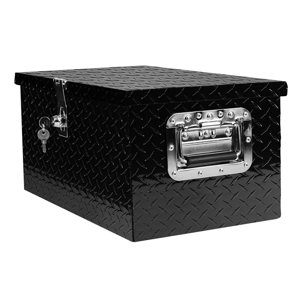 20 Inch Truck Box Aluminum Tool Box with Lock Side Handle and Keys Black 20.1"×11.8"×9.3" - Fab Heavy Parts