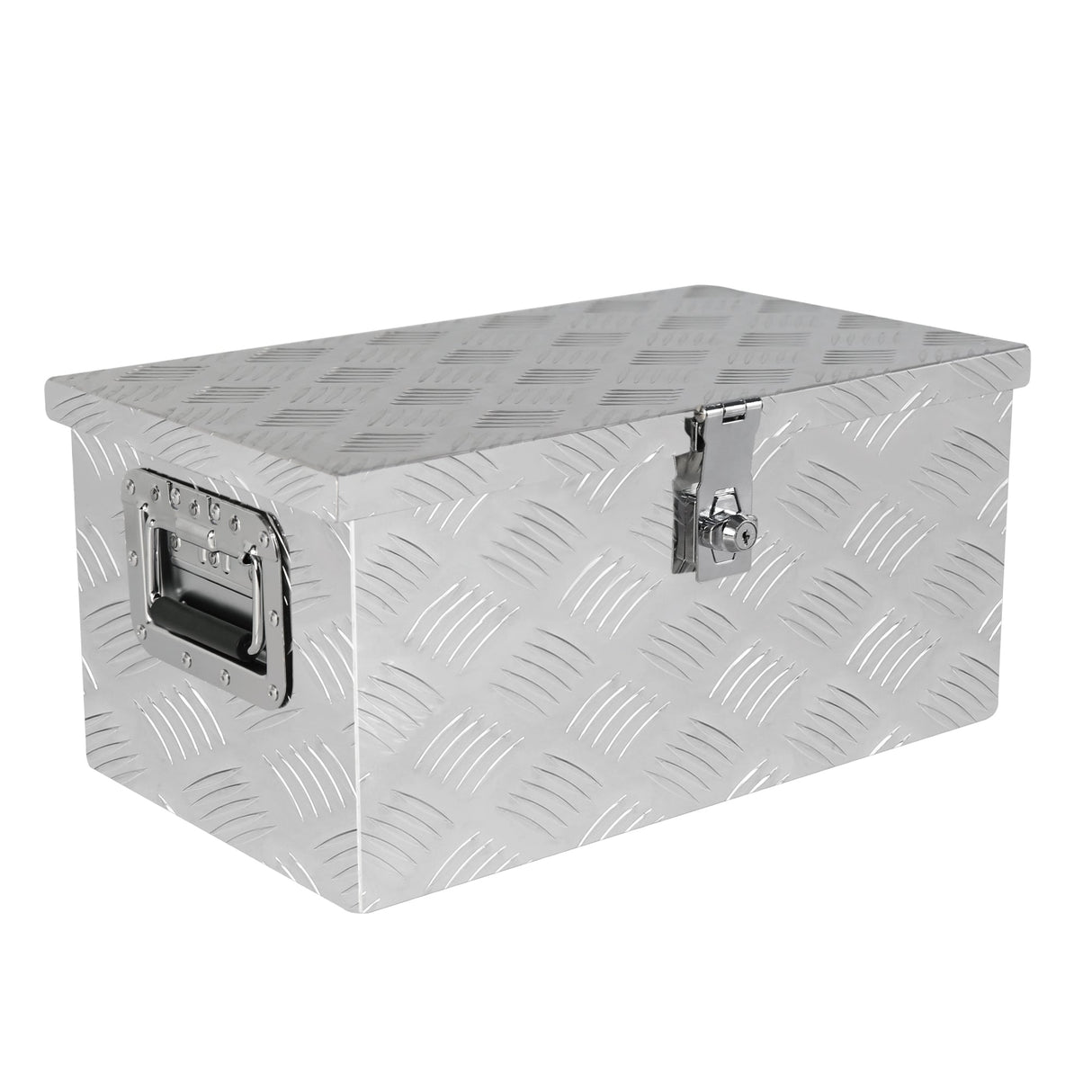 20 Inch Truck Box Silver Aluminum Tool Long Box 5 Bar Tread Flat with Lock Side Handle and Keys 20.1"×11.8"×9.3" - Fab Heavy Parts