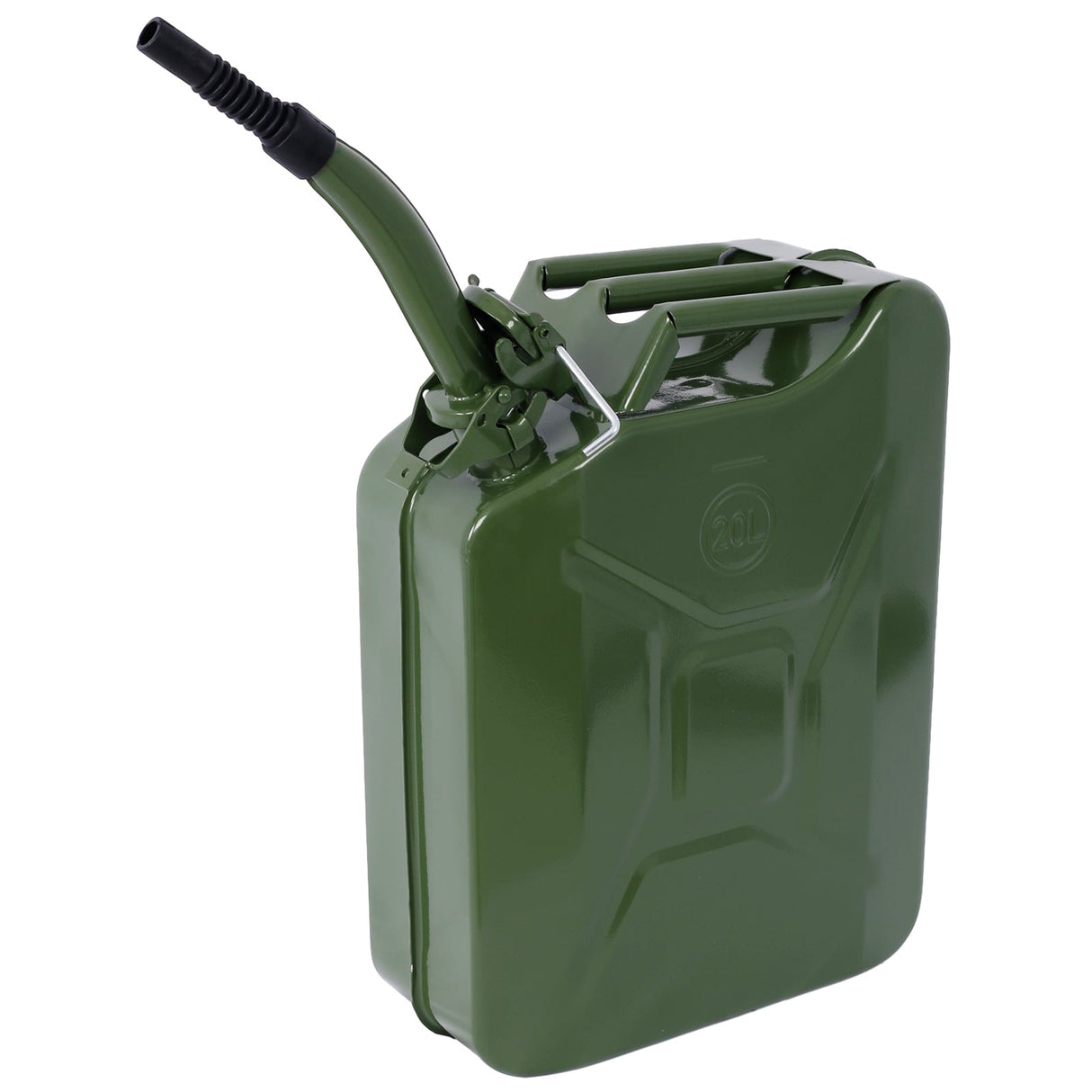 20 Liter (5 Gallon) Jerry Fuel Can with Flexible Spout Portable Tank Steel Gasoline Cars Trucks Equipment Green - Fab Heavy Parts